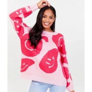 alter’d state xs pink smiley sweater
